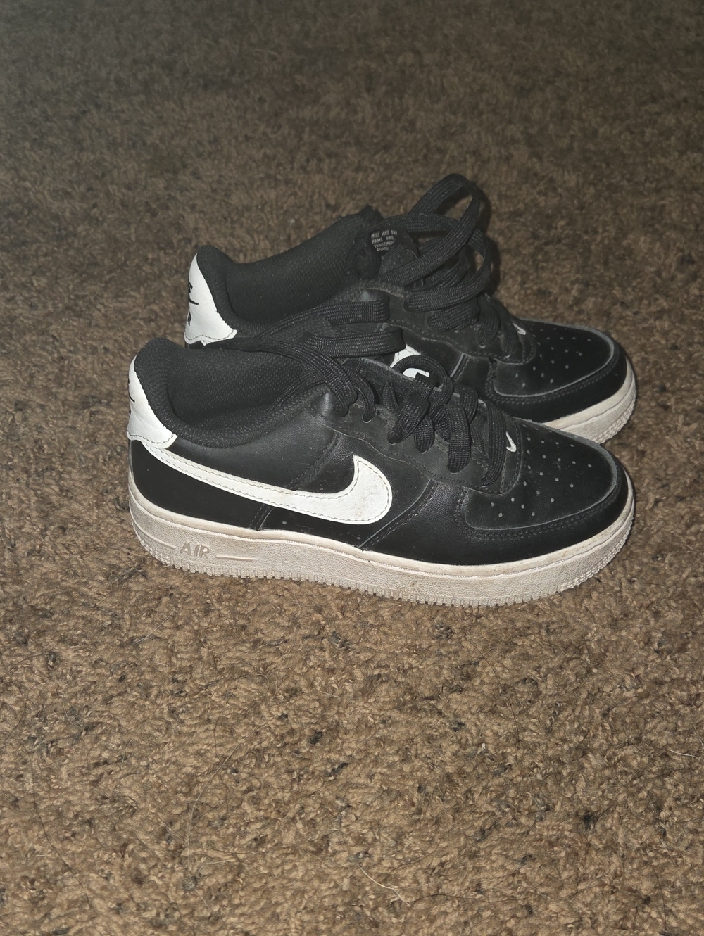 Kids Black and White Nike Air Force 1s